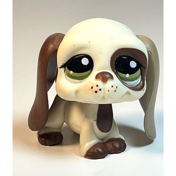 Hasbro Other - Littlest Pet Shop # 1594 Basset Hound Puppy Dog Beige Brown Green Eye Authentic